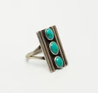 Vintage sterling silver turquoise Santo Domingo ring sz 6.5 by Sam Lovato