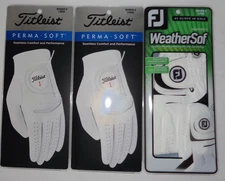 (3) New Titleist Perma-Soft (2) & FootJoy WeatherSof Golf Gloves, LADIES LARGE