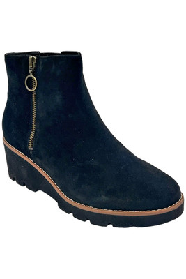 Vionic Women's Hazal Zip Up Ankle Booties Black Suede