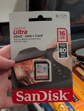SanDisk Ultra 16GB SDHC UHS-I Card Full HD Video 80MB/s Class 10 New Sealed