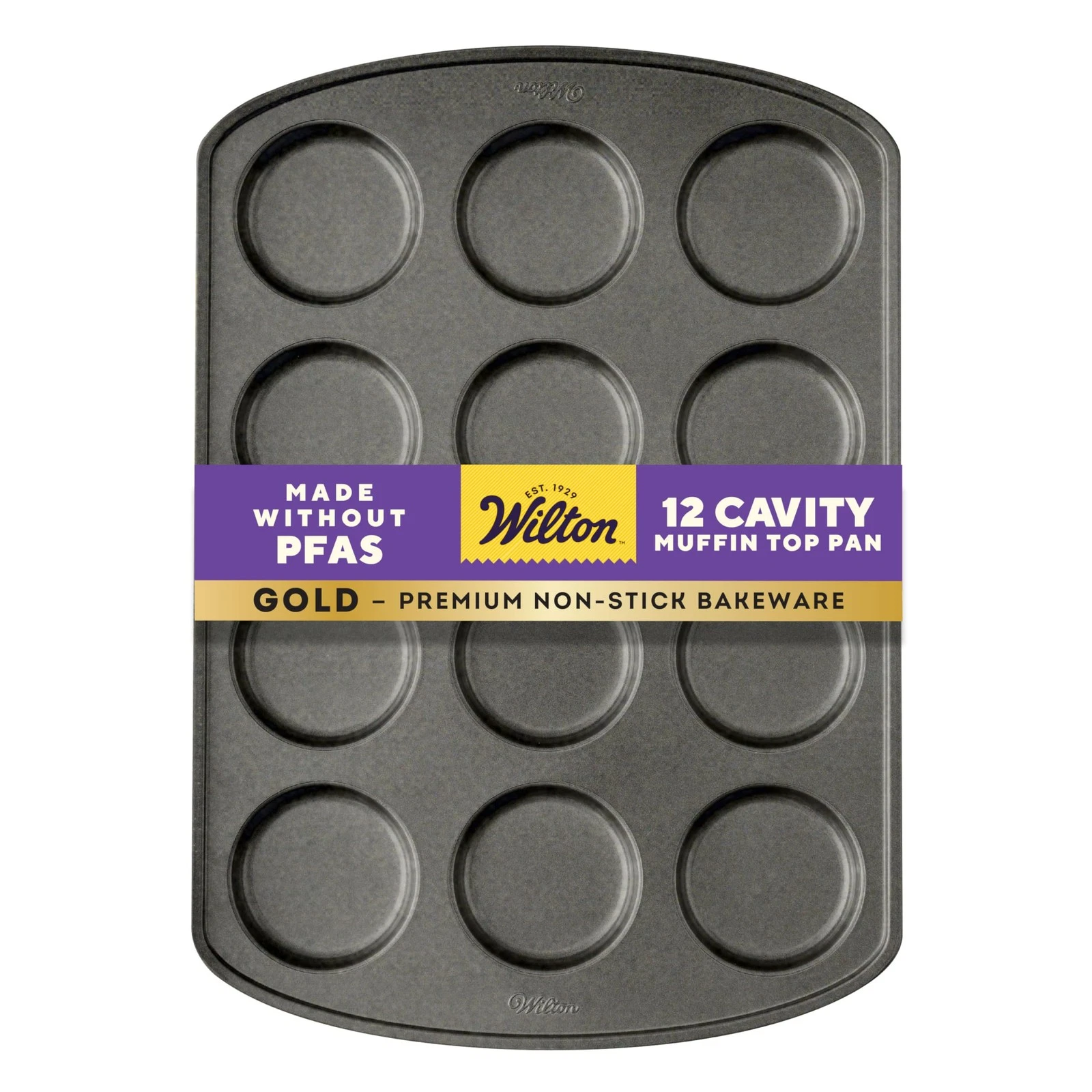 Wilton Gold Non-Stick Muffin Top Pan, Stainless Steel Bakeware, Made without