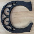 Cast Iron Letter "C" Ornate Scroll Filigree Monogram Alphabet Decor w/ Screws