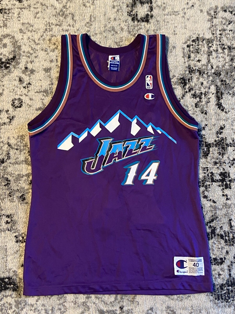 Champion Jeff Hornacek Utah Jazz Vintage Purple Jersey Sz 40 Medium Made In  USA