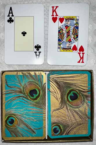 vtg New In Box CASPARI 2 Decks Playing Cards Jumbo Large Type Peacock PC104J - Picture 4 of 4