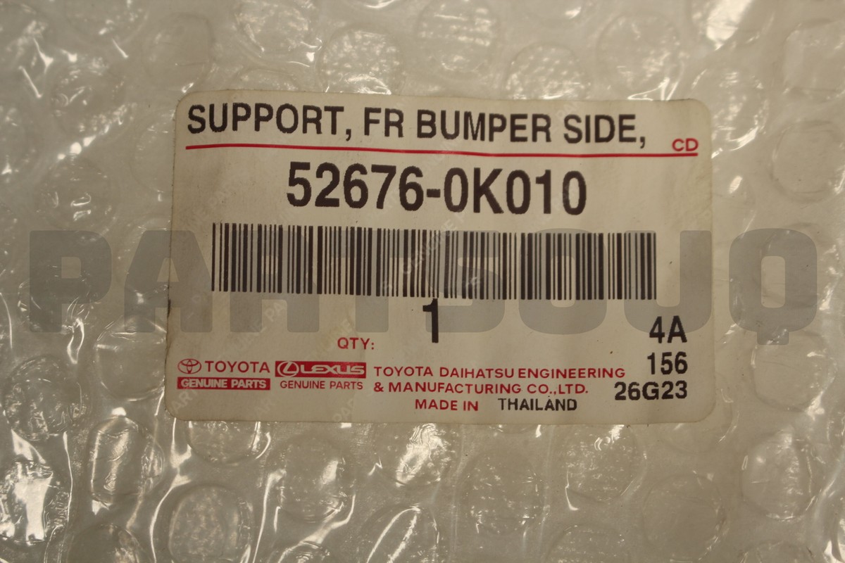 526760K010 Genuine Toyota Support, Front Bumper Side, No.2, Lh