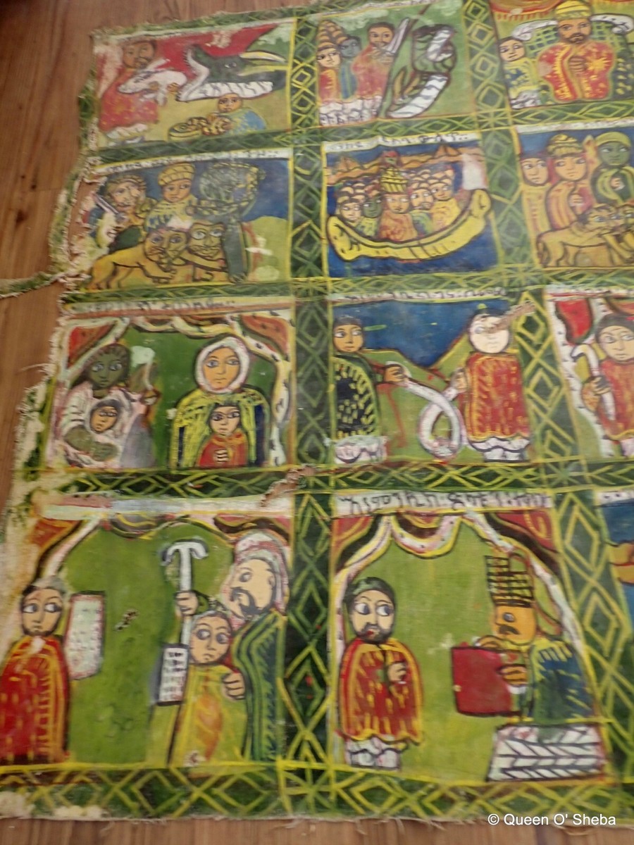 Antique Ethiopian Coptic Painting Bible Story Educational Hand