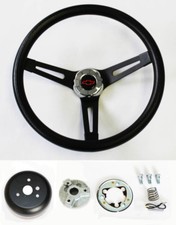 13 12 Black On Black Steering Wheel Fits Ididit Column Redblack Bowtie Cap