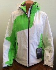 Spyder Womens Sz 14 Hera Jacket Warm Winter Ski Coat Lime Green White Primaloft