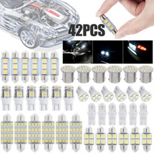 42 Piezas Coche Blanco Interior Luz LED Cúpula Mapa Matrícula Lámpara Bombillas Accesorios