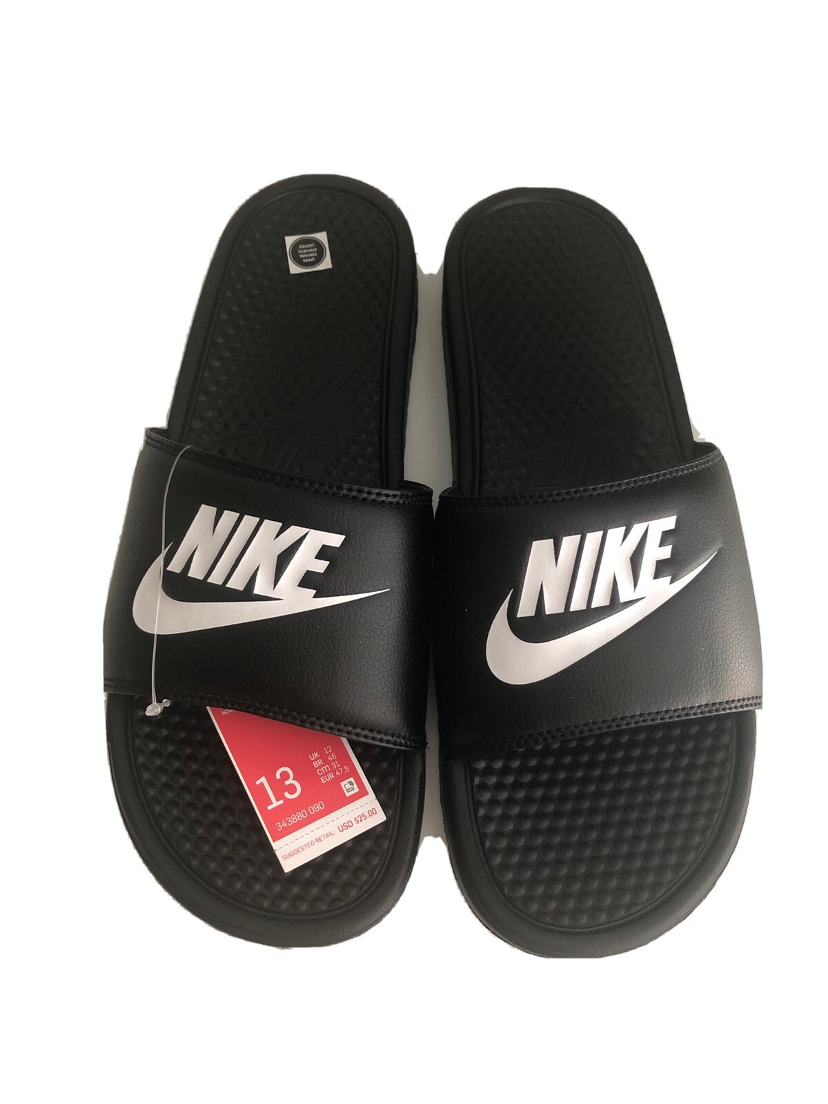 Nike Benassi Just Do It Slide Sandals for Men, Size 13- Black / White Noir  /... | eBay