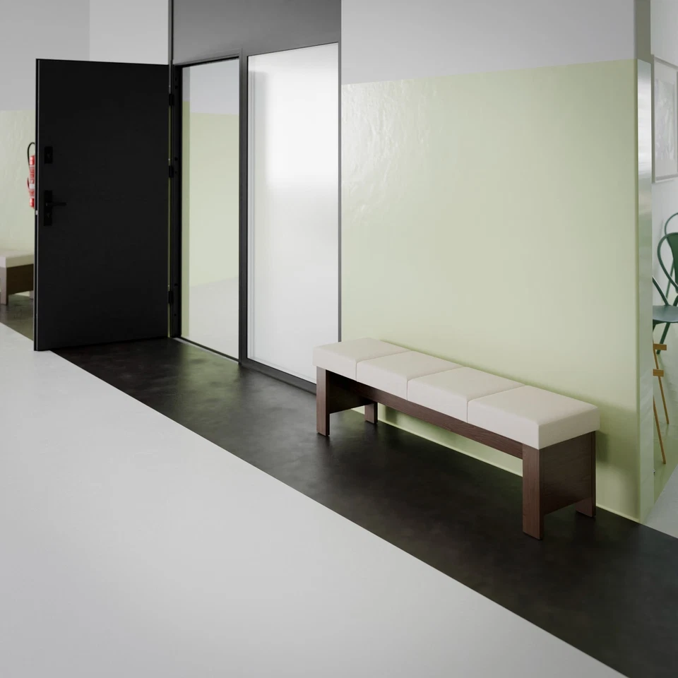 Holzbank Sitzbank mit gepolsterten Sitzflächen Schulebank Bürobank - Nora III FO - Bild 3 von 4