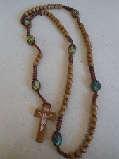 Rosary -olive wood Prayer Beads - Crucifix Necklace