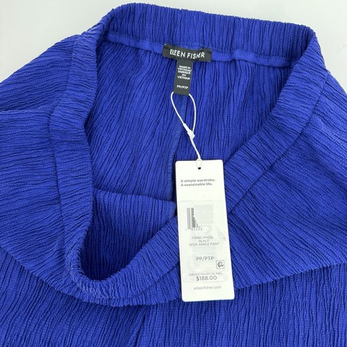 New Eileen Fisher Woven Plisse Wide Leg Ankle Pant Size PP Blue $188 - Picture 3 of 12