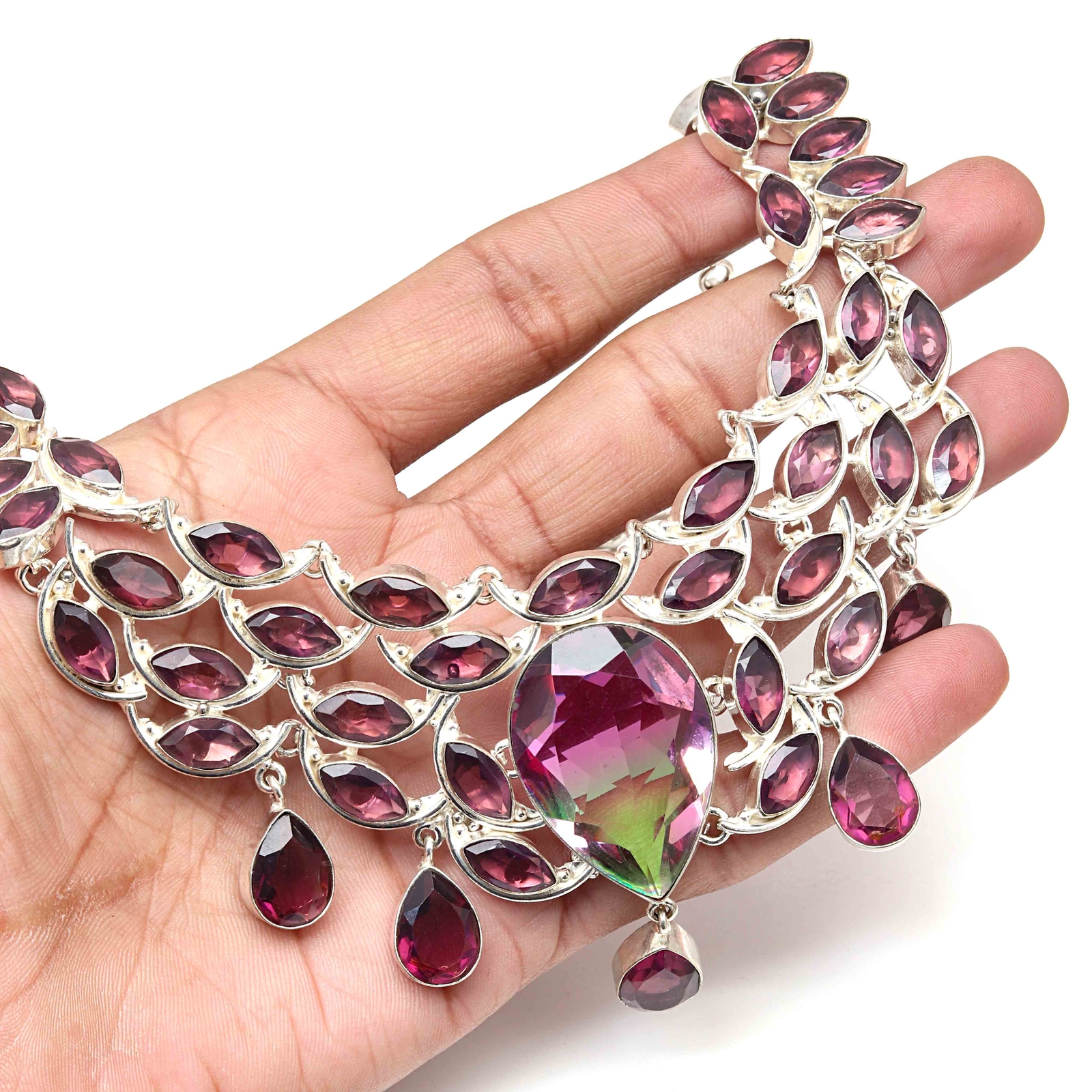 Rubylite Faceted Bio-Tourmaline Gemstone Necklace 18-20 Inches-image