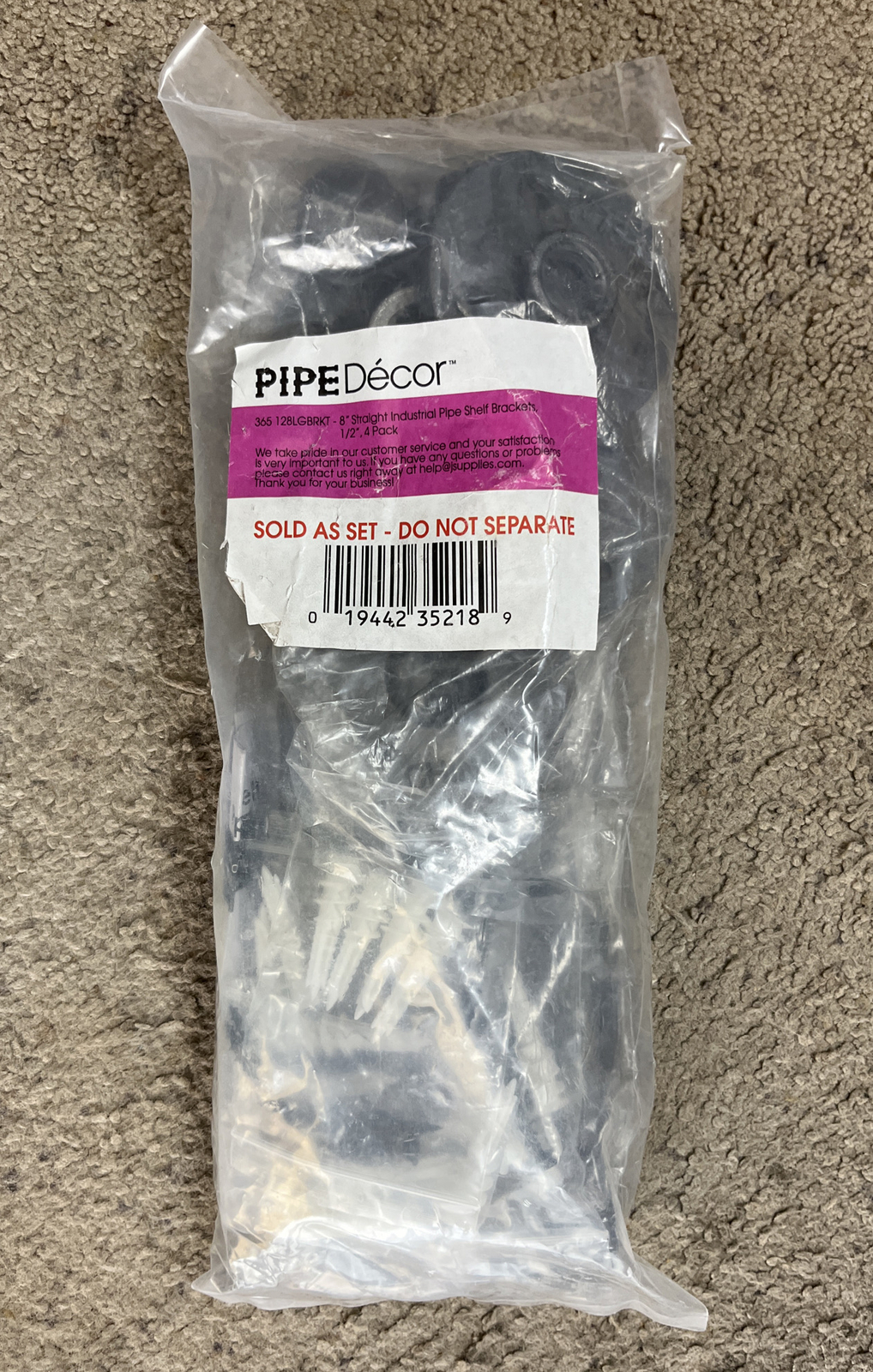 Pipe DÉCOR Industrial Pipe Shelf Brackets 4 Pack, Authentic Plumbing Pipe &