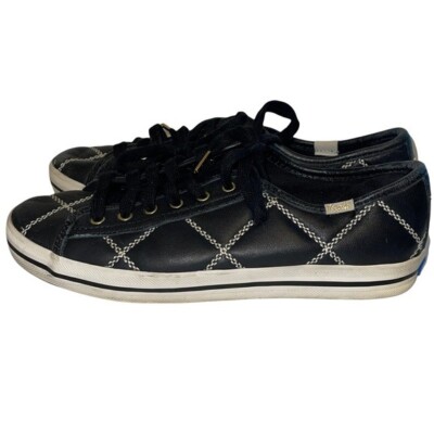 Keds x Kate Spade KickStart Leather Quilted Black Women's Sneaker Shoes  Size