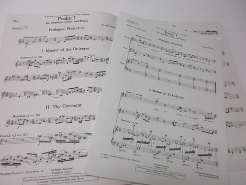 Psaume Ralph Shapey I pour hautbois soprano et partition piano musique Theodore Presser Co - Photo 2/4