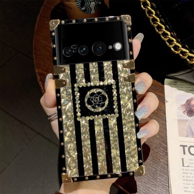 Glitzer Blume Hülle Diamant Ring Halter Ständer Cover für Google Pixel 8 7 Pro 6a