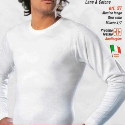 3 Long Sleeve Crew Neck T-Shirts For Men, Cotton Inside And Wool Outside Art 91