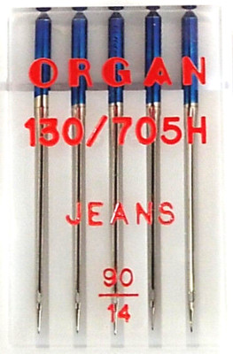Organ Jeans Stärke 90 Nähmaschinennadeln 5 Stück 130/705 H Flachkolben Nadeln