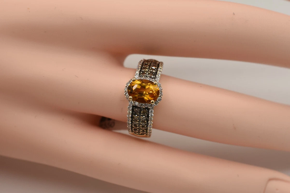 LeVian 14K Yellow Gold Orange Citrine Gemstone Chocolate Brown