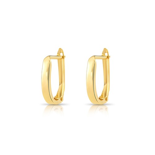Pendientes de aro abragie lisa ovalados brillantes de oro liso de 14 K hechos a mano joyería fina - Imagen 6 de 13