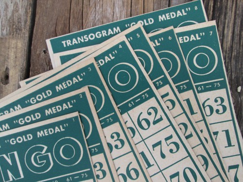 Vintage 1948 Bingo Game Transogram 'Gold Medal' Original Box Wood Pieces Cards - Picture 10 of 14