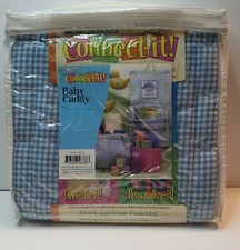 2002 Daisy Kingdom Connect-it Baby Caddy Blue Gingham Decor Quilting Sewing