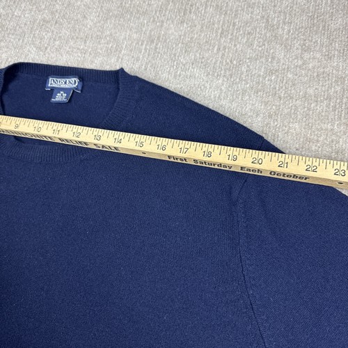 Men's 100% Cashmere Sweater XL 46-48 Blue Lands End Crew Neck Pullover Timeless - Picture 7 of 11