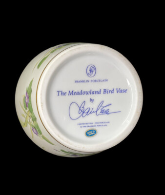 Vintage Franklin Porcelain The Meadowland Bird Artist-Signed Vase