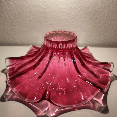 4 kg !!! XXL Muranoglas Vase Schale Riesenblüte rosa pink EGERMANN Czech Glass