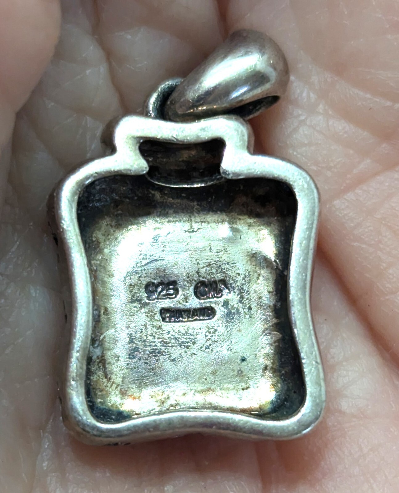 Rectangular 925 Sterling Silver Pendant with Blue… - image 3