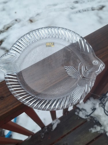 Clear Crystal 10" Seafood Fish Platter Mikasa Serving Plate WY151/519 Japan NIB - Picture 4 of 10