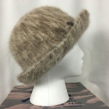 Kangol Furgora 2 Tone Brown Beige Angora Fedora Hat England 21.75" Sz S Vintage