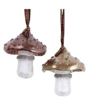 Set of 2 RUSTIC GLAM MUSHROOM Christmas Ornaments, by Kurt Adler