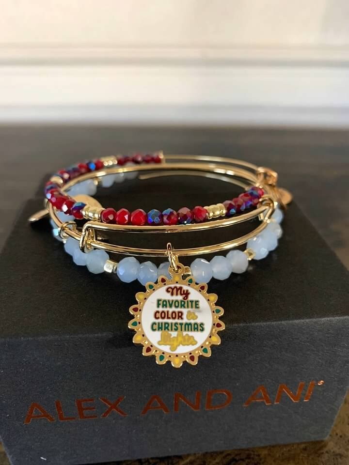Alex and Ani Game Christmas Gold Bracelet Set of -NWT