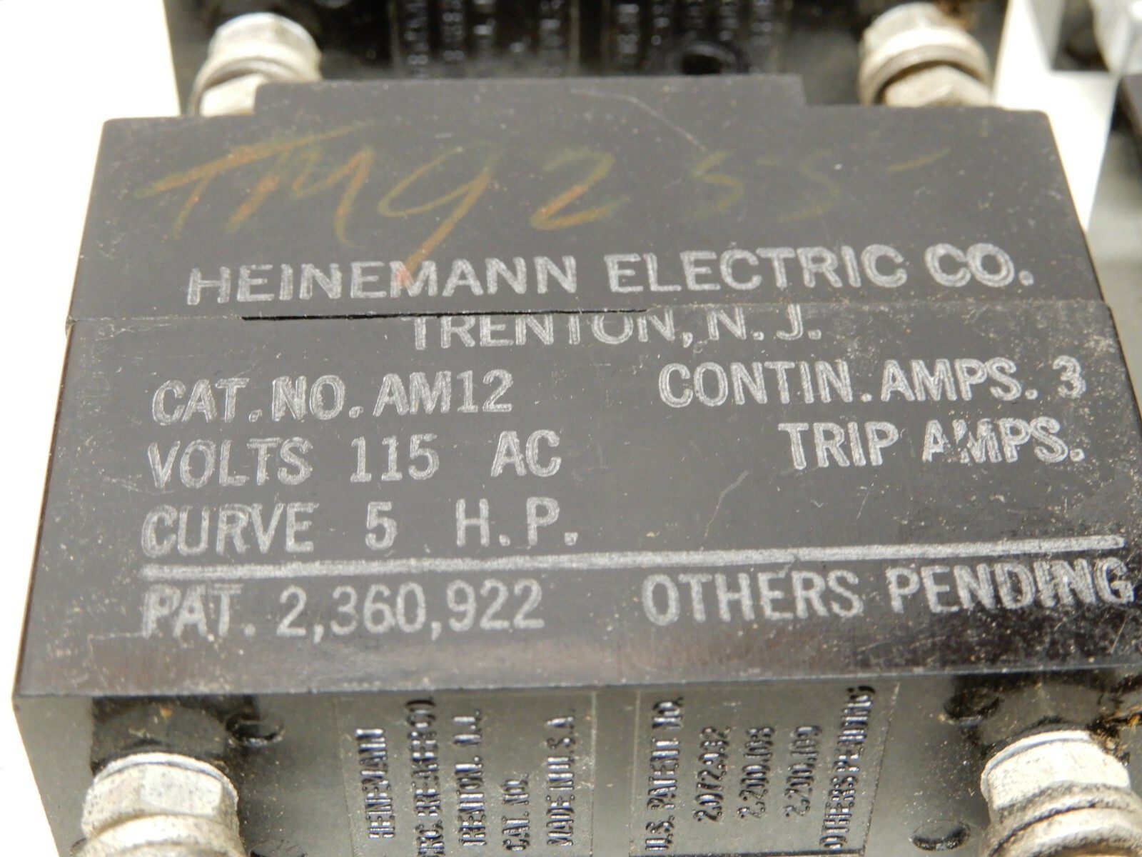 Heinemann Electric Co AM12 (2) AM12M60.25 (2) Panel Mount Breakers 3