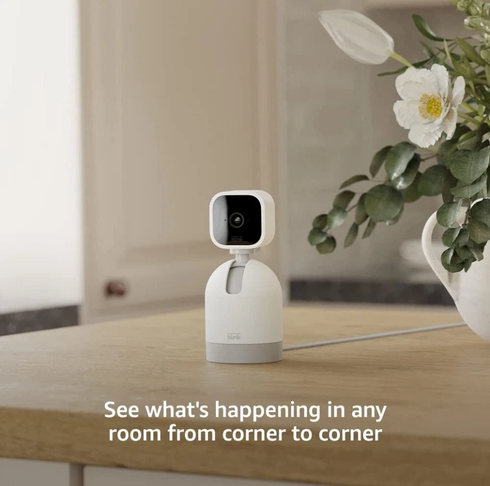 New Blink Mini Pan Tilt Camera, Rotating Indoor Smart Security Camera (White) - Image 2 of 4