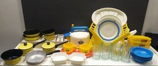 Lot 50 Vintage Fisher Price Fun with food dinnerware kitchen pots casseroles tea