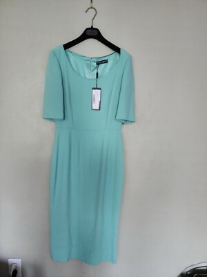NWT $1,645 Dolce & Gabbana Cady 1/2-Sleeve Sheath Dress Mint Color 42 IT 6 US