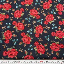 Florals on Navy Unbranded Cotton Fabric by the HALF YARD