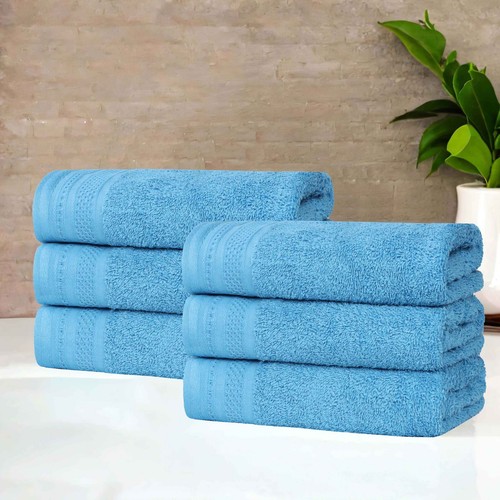 Honeycomb Textured Waffle Border Cotton Medium Weight Hand Towels, Set of 6 - 第 15/94 張圖片