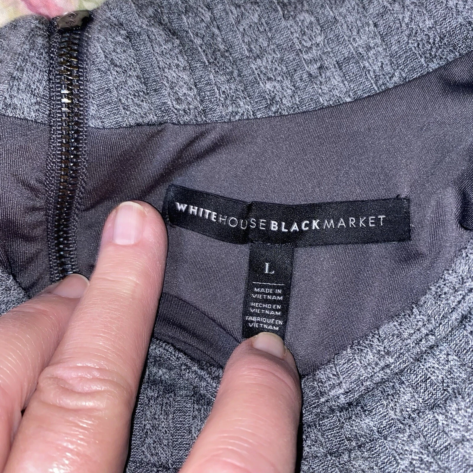 VETEMENTS WHBM Guaina a costine in maglia spalle fredde donna taglia Lg grigio slip incorporato