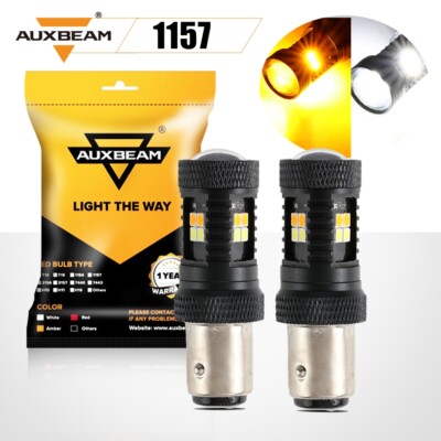 AUXBEAM 1157 Dual Color LED White/Amber Turn Signal DRL Light Bulbs 6000K 3500K