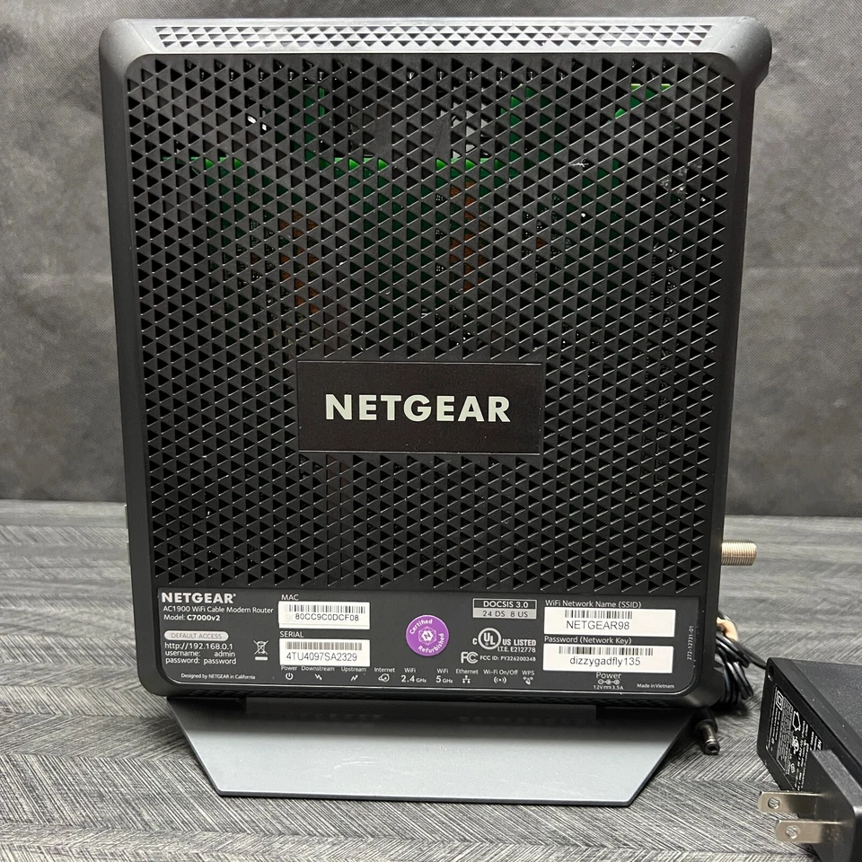 NETGEAR Nighthawk AC1900 C7000v2 Wi Fi Cable Modem Router W/ Power Cord - Image 2 of 4