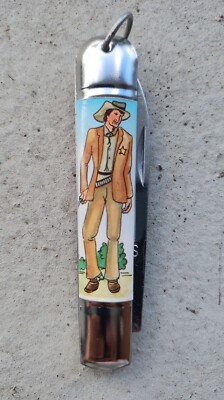 VINTAGE FES GERMANY SHERIFF/LAWMAN NOVELTY PICTURE KNIFE 3.25'', EXCELLENT!