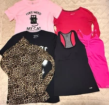Lot of 6 Women Shirts Medium Champion NOBO Leopard some NWT NWOT Cat 420 Tupac