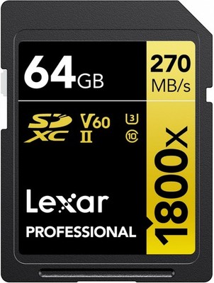 Lexar Professional SDXC Gold 64GB 1800x UHS-II V60 | SD-Speicherkarten