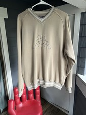 Vintage 90s Kappa Logo Sweatshirt Embroidered Beige RARE  Size XL