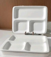 Rare Thomas By Rosenthal White Porcelain Divided Compartment Plates.